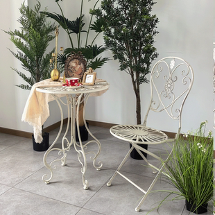 法式复古田园庭院花园桌椅庭院阳台露台折叠铁艺椅子休闲网红打卡