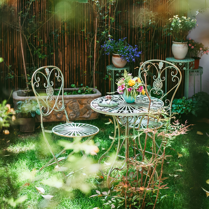 复古花园折叠铁艺休闲桌椅