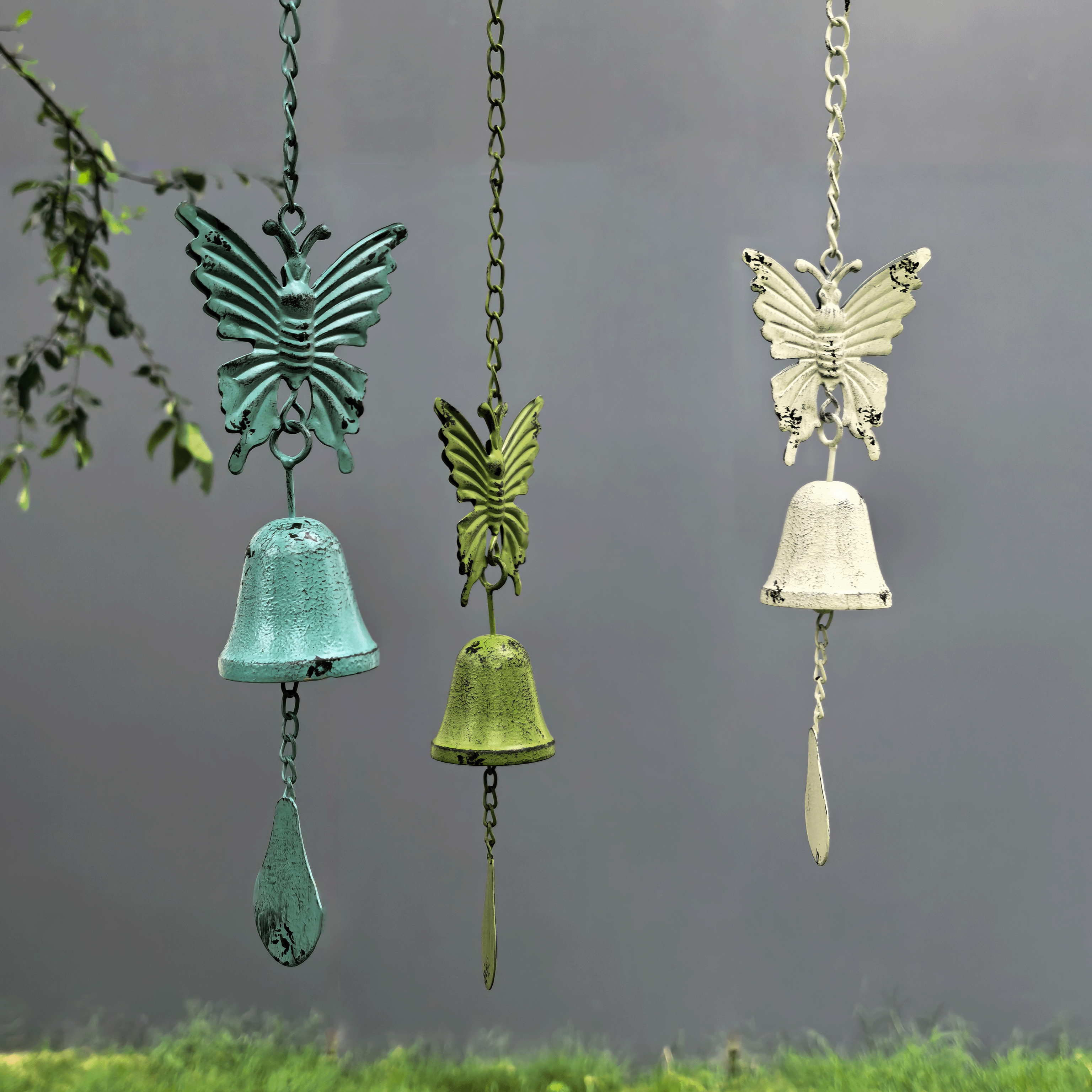 欧式复古做旧铁艺蝴蝶风铃挂件