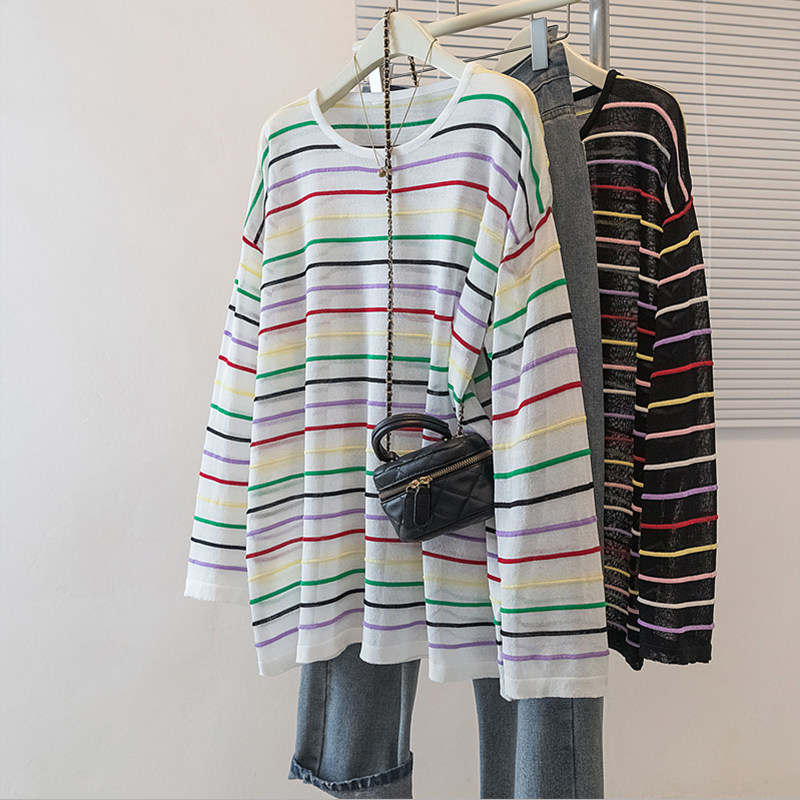 大码女装2025新款韩版气质时尚百搭简约高级感条纹T恤上衣