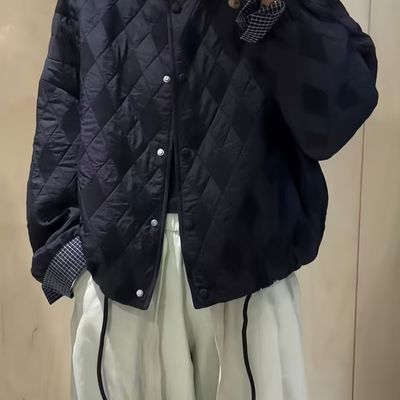 原版面料有内里 2025秋冬新款圆领菱格短款