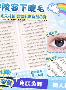 锦瞳美妆新中式假睫毛自然安陵容浓密透明梗单簇分段下睫毛睫毛书