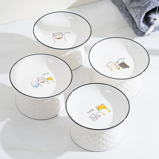 猫碗陶瓷大口径猫食盆狗碗宠物碗护颈防打翻防黑下巴喝水宽口粮盆