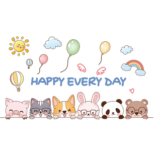 创意卡通儿童房间卧室衣柜鞋柜装饰柜门贴纸小图案墙面自粘门贴画