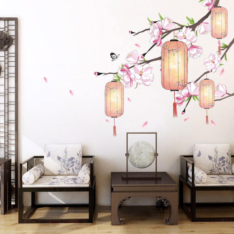 小清新墙贴纸贴画客厅墙壁纸卧室温馨墙面装饰品绿叶花篮花盆墙画