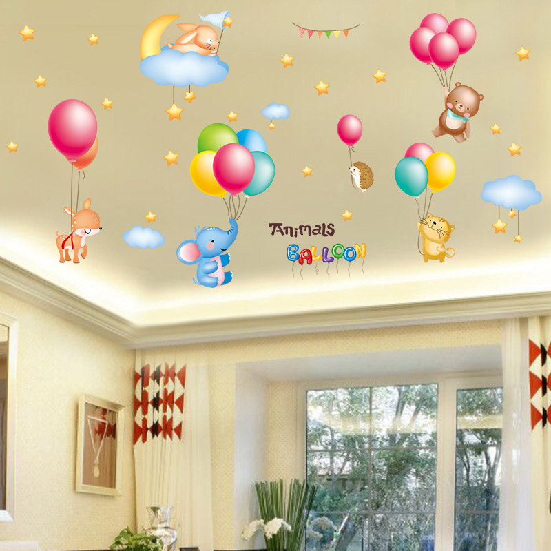 3D立体儿童房间布置吊顶装饰贴画