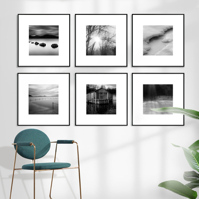 九宫格组合铝合金方形相框挂墙打印照片成品黑卡纸窄边画框高级感