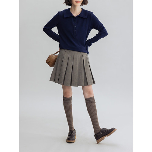 多着TR羊毛混纺M1U学院风百褶裙
