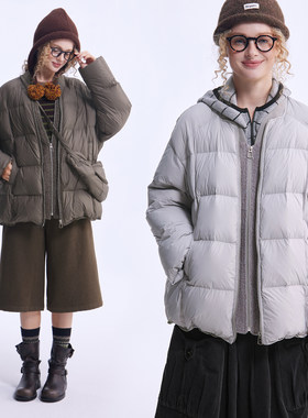 多着90白鸭绒假两件棒球领羽绒服