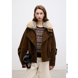 棉服可穿三季 3M棉派克服女短款 毛领内胆均可拆卸 Dotdrobe多着