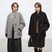 Dotdrobe多着 泰迪全羊毛皮毛一体外套女秋冬中长款 轻奢保暖两色