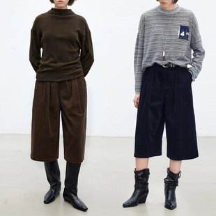 Dotdrobe多着 一体式腰头中长靴裤灯芯绒休闲裤女秋冬新款-两色入
