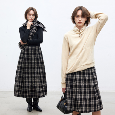 羊毛混纺A字半身裙秋冬长款/短款