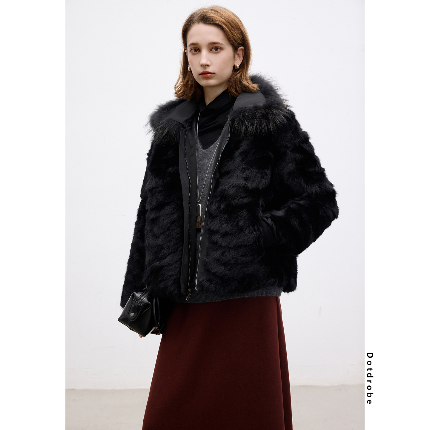 正反两面穿兔毛皮皮草外套貉子毛