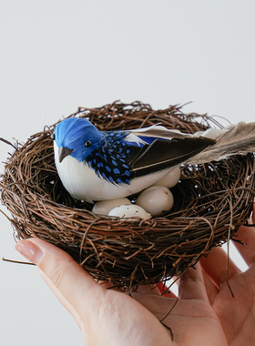 草编树枝鸟巢鸟窝幼儿园装饰摆件