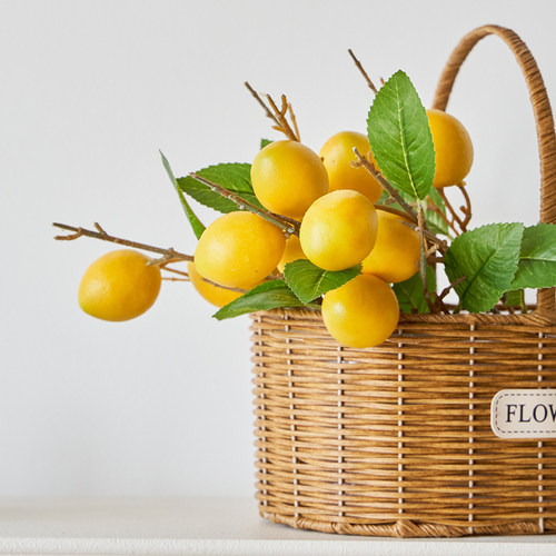仿真花果实柠檬单支餐桌插花摆设