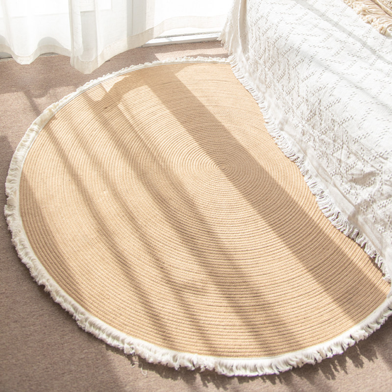 摩洛哥黄麻棉线编织地垫圆形地毯高级客厅卧室床边民俗进门装饰,居家布艺,地毯,淘宝优惠券,粉丝福利购,淘宝优惠卷