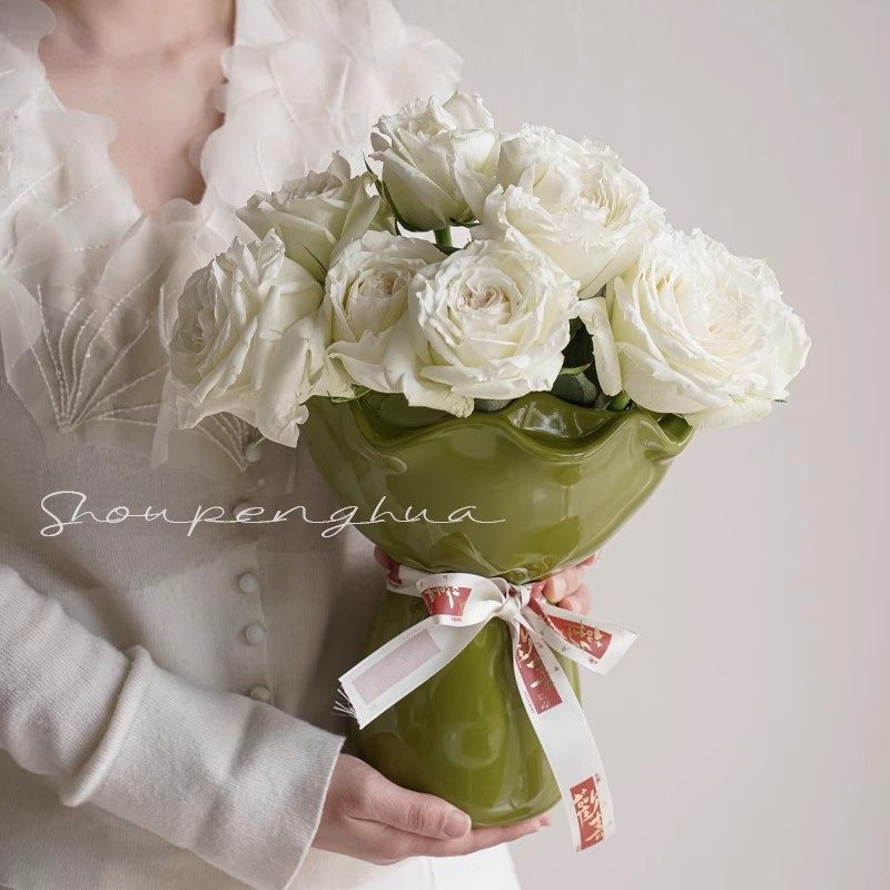 米奇红色花瓶高级感客厅桌面摆件插花陶瓷花朵造型新婚摆件艺术感,家居饰品,福桶,淘宝优惠券,粉丝福利购,淘宝优惠卷