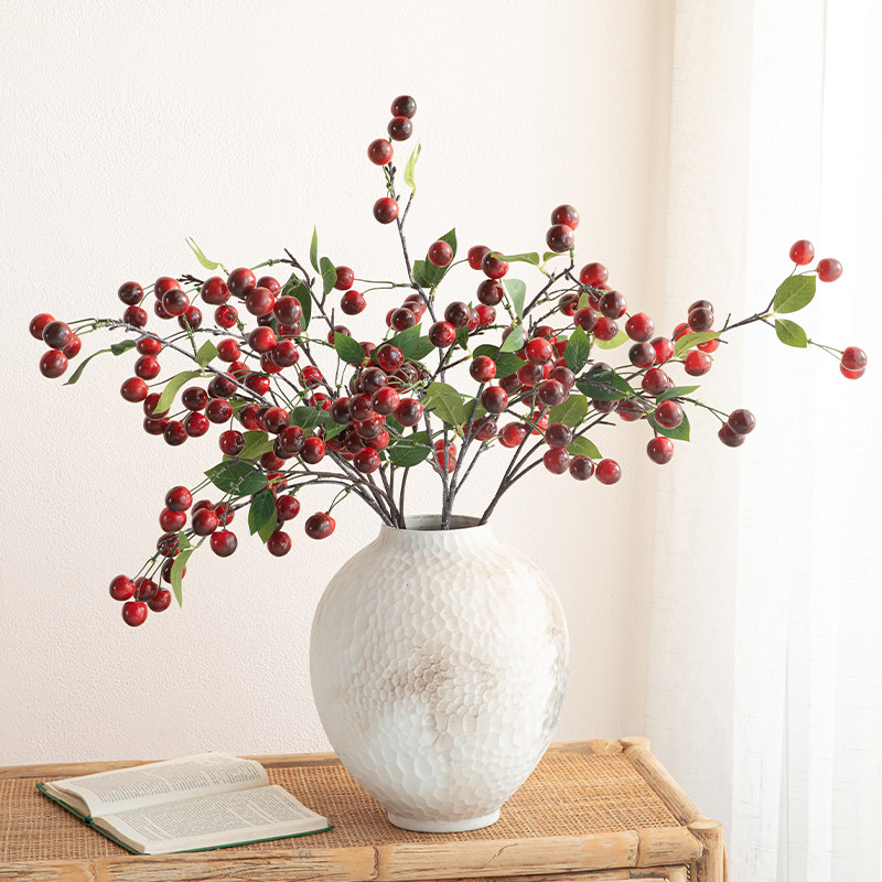 仿真花樱桃假树枝果实室内插花植物装饰餐桌摆件高级感摄影道具,家居饰品,仿真花/假花,淘宝优惠券,粉丝福利购,淘宝优惠卷