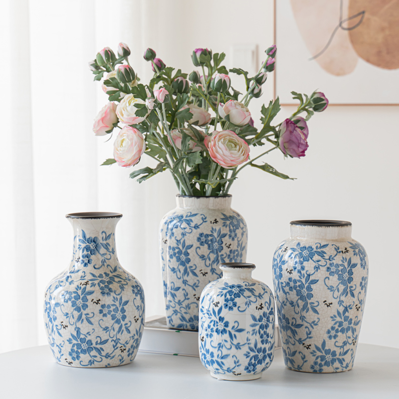 新中式青花瓷陶瓷花瓶景德镇高级感室内客厅餐桌插花装饰玄关花器