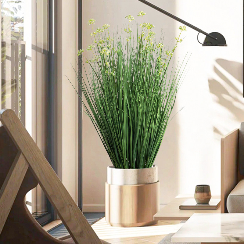 高端轻奢仿真植物盆景韭菜花图片