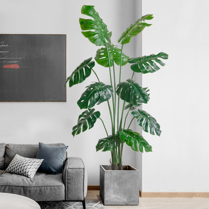 北欧风仿真植物仿生绿植盆栽龟背竹假树室内客厅落地沙发装饰摆件,家居饰品,仿真植物盆景,淘宝优惠券,粉丝福利购,淘宝优惠卷