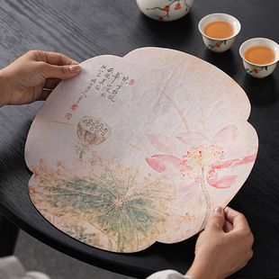 香云纱海棠茶席果熟来禽图双面干泡茶席防水茶桌垫桌旗茶道零配件