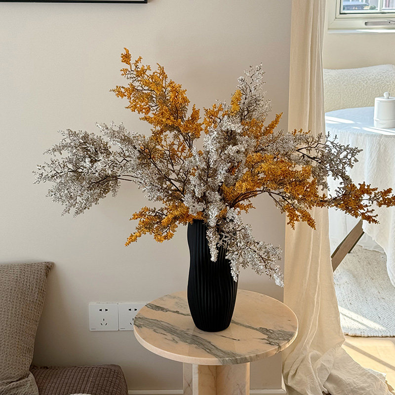 油画雾凇仿真绿植摆设假花花束花艺装饰摆件高级感侘寂风桌面插花