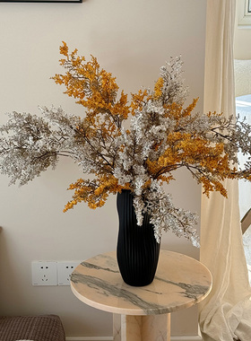 油画雾凇仿真绿植摆设假花花束花艺装饰摆件高级感侘寂风桌面插花