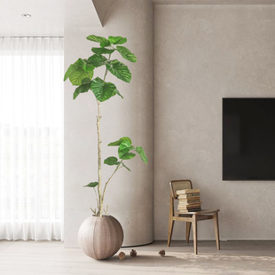 侘寂风仿真绿植植物高端轻奢室内落地装饰盆栽心叶榕仿生假树摆件