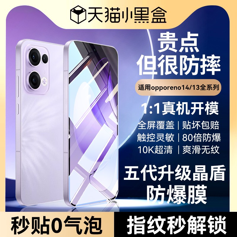 适用OPPOreno14全系列晶盾防爆膜
