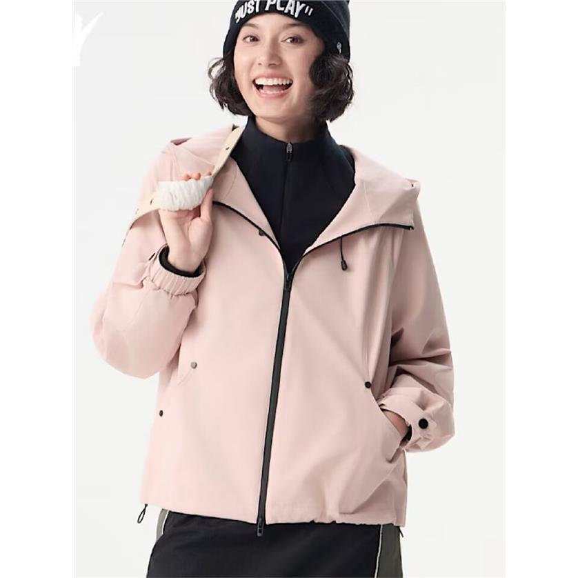 好彩软壳风衣女外套640秋季新款户外防风防水休闲连帽冲锋衣夹克
