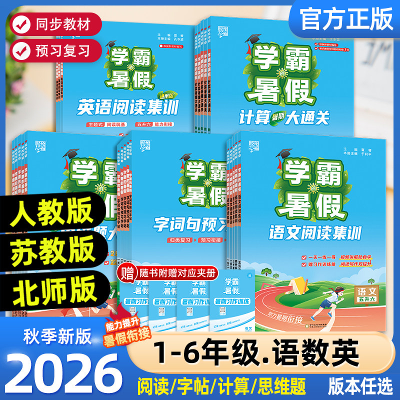 2026秋新版学霸暑假衔接作业一升二升三升四升五升六语文暑假阅读集训数学计算思维大通关全套人教版苏教北师大计算题专项天天练