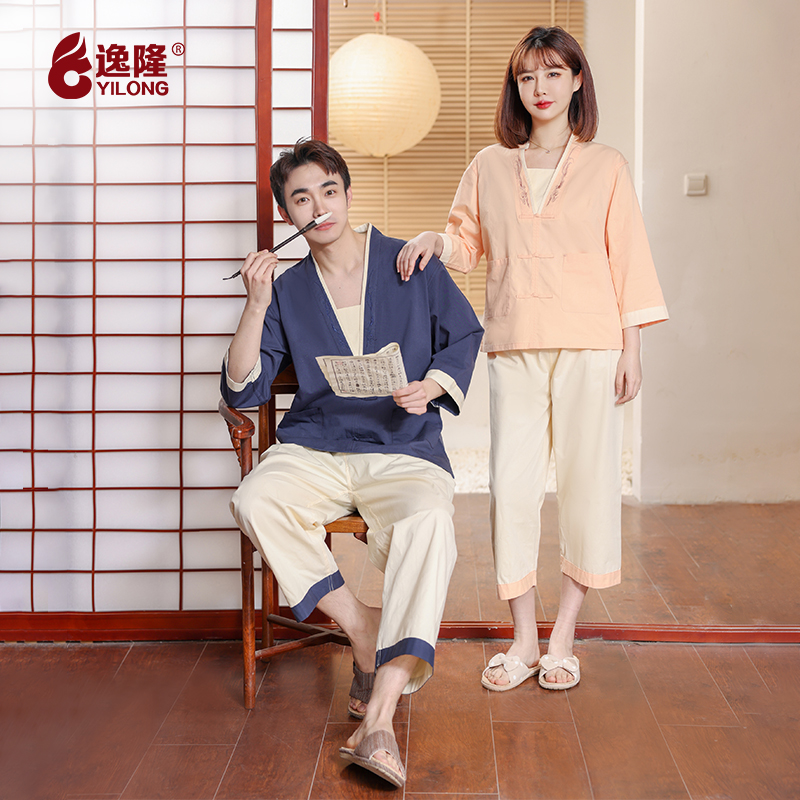 凤凰刺绣长款汗蒸服纯棉