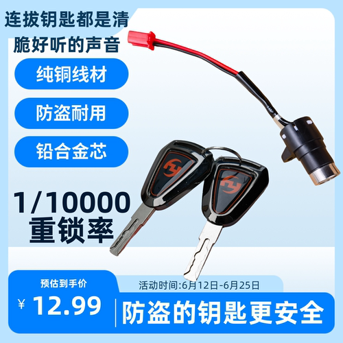 电瓶电动三轮车电门锁通用电源锁钥匙开关车启动钥匙锁芯小头锁