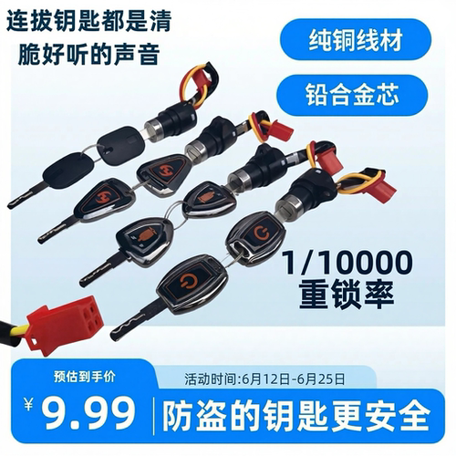 电瓶电动三轮车电门锁通用电源锁钥匙开关车启动钥匙锁芯小头锁