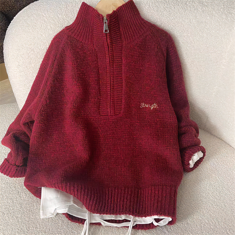 男童毛衣2023春秋季新款秋装中大儿童装半拉链针织衫男孩长袖上衣