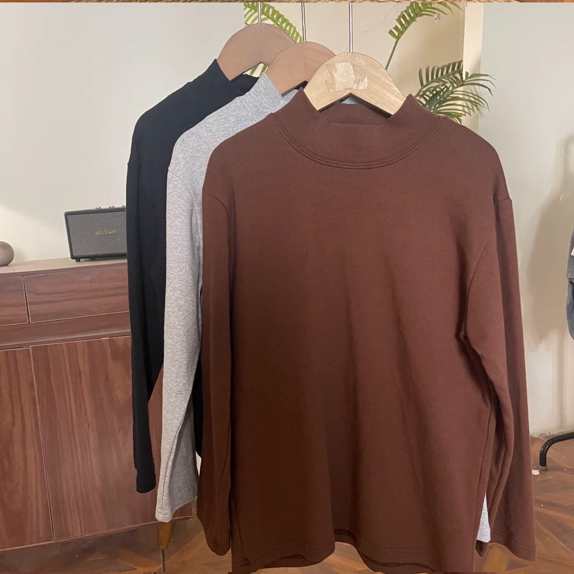 【刘刘妈家&亲子款 纯色打底衫保暖修身韩版潮流网红百搭中性圆领