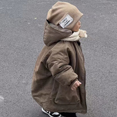 中长款 儿童冬装 加厚秋冬棉衣 派克服加绒外套2024新款 男童棉服冬季