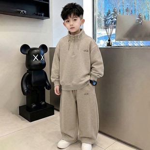 男童套装春装韩系半开衫26新款儿童男孩宽松休闲两件套