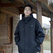 美式 国潮机能风拉链连帽冲锋衣男女同款 宽松休闲防水透气外套潮