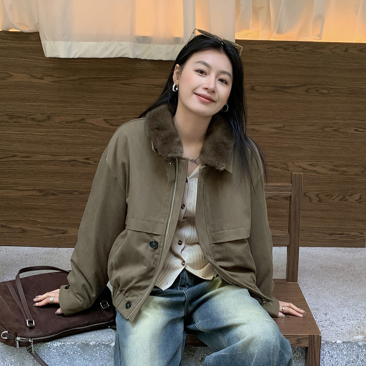 高端复古水貂毛领短款羽绒服女冬2025新款宽松保暖棉服工装外套,女装/女士精品,羽绒服,淘宝优惠券,粉丝福利购,淘宝优惠卷