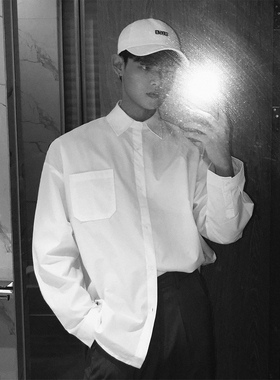 高级感基本款经典百搭纯色长袖衬衫男女宽松潮流简约休闲工装衬衣