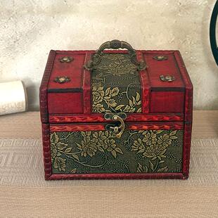 复古中式梳妆盒古代古风饰品化妆品首饰收藏纪念品收纳结婚木匣子
