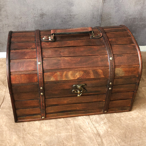 仿古木箱子带锁做旧创意风带锁