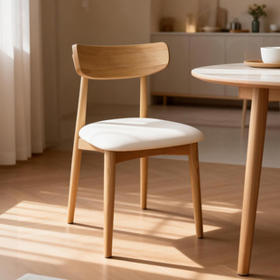 北欧实木餐椅家用靠背原木奶油风酒店轻奢现代简约餐桌椅子全实木