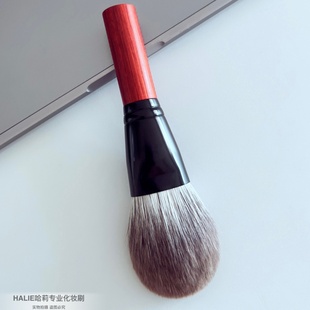 高档贵妇散粉刷红檀木蓝狐毛超软毛化妆刷扁头定妆刷粉饼刷