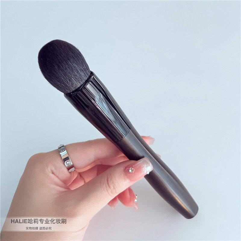 黑檀木羊毛中号圆头粉饼刷腮红刷细光锋羊毛化妆刷超软真毛散粉刷