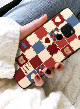 浮雕格子适用华为mate20手机壳maet20pro meite mte10 meat20x4g mat meta20por ma男m女mαte mata