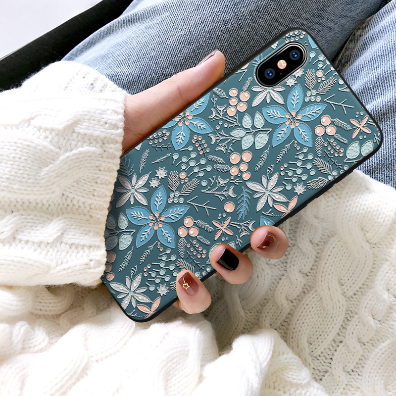 苹果浮雕卡通风新款防摔手机壳